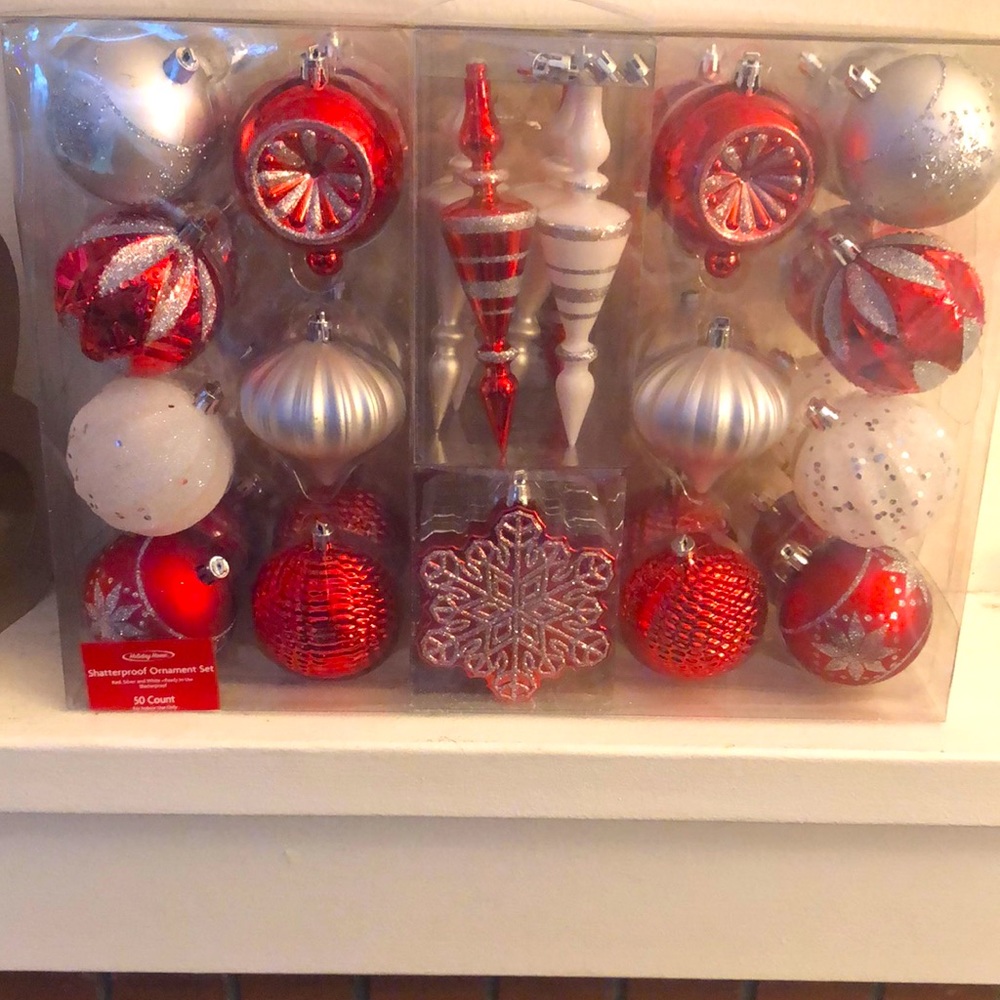 50 count Shatterproof ornaments set